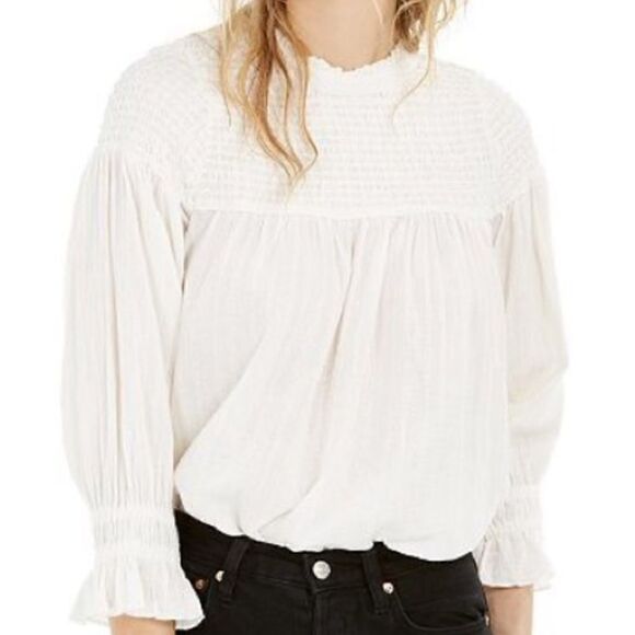 FREE PEOPLE Obi Mila Smocked Tunic Blouse Size Medium - Picture 1 of 12